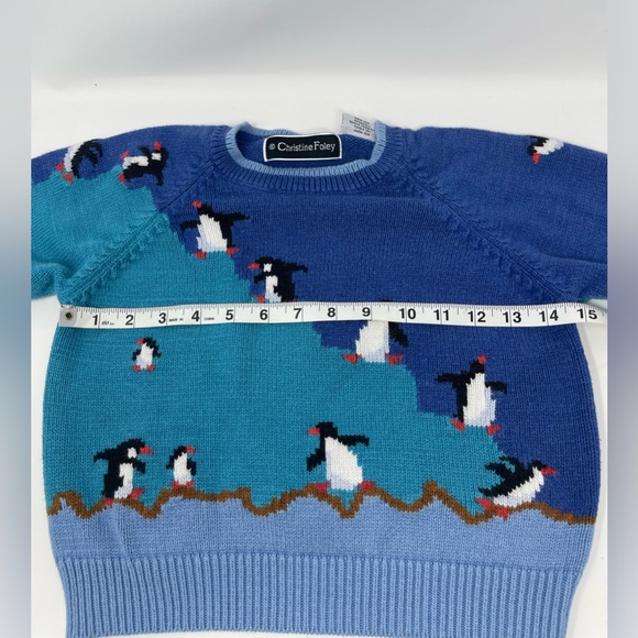 CHRISTINE FOLEY: Penguin Sweater, Size 5/6 Hand knit, Crewneck - Picture 11 of 12